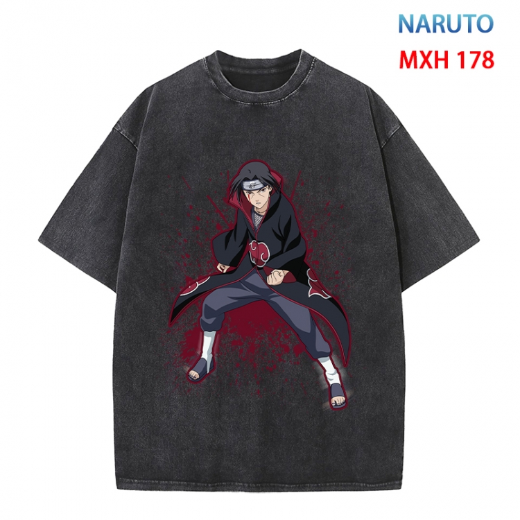 Naruto Anime peripheral pure cotton washed and worn T-shirt from S to 4XL MXH 178