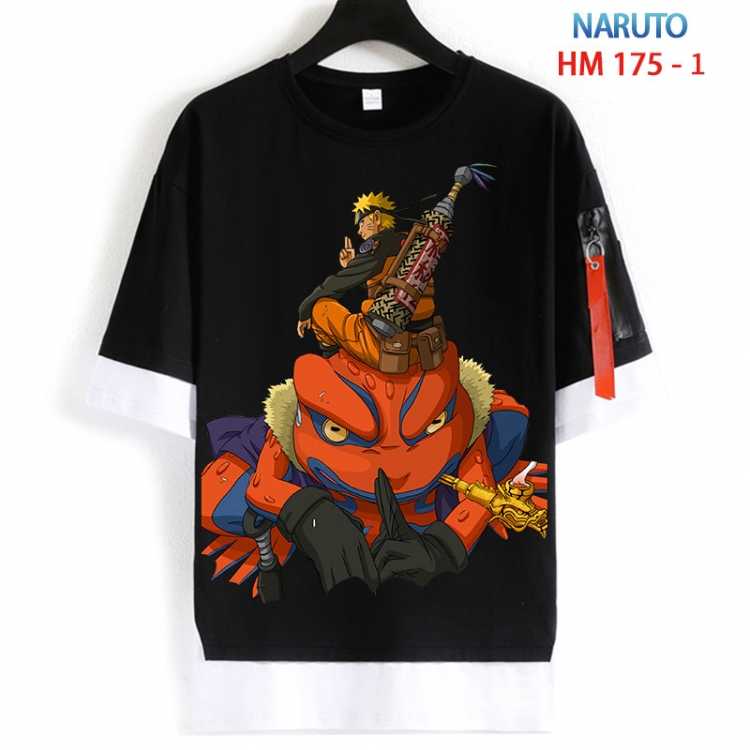 Naruto Cotton Crew Neck Fake Two-Piece Short Sleeve T-Shirt from S to 4XL  HM 175 1