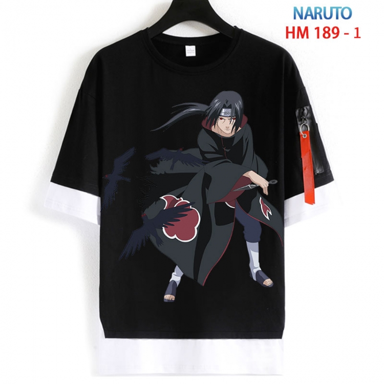 Naruto Cotton Crew Neck Fake Two-Piece Short Sleeve T-Shirt from S to 4XL  HM 189 1