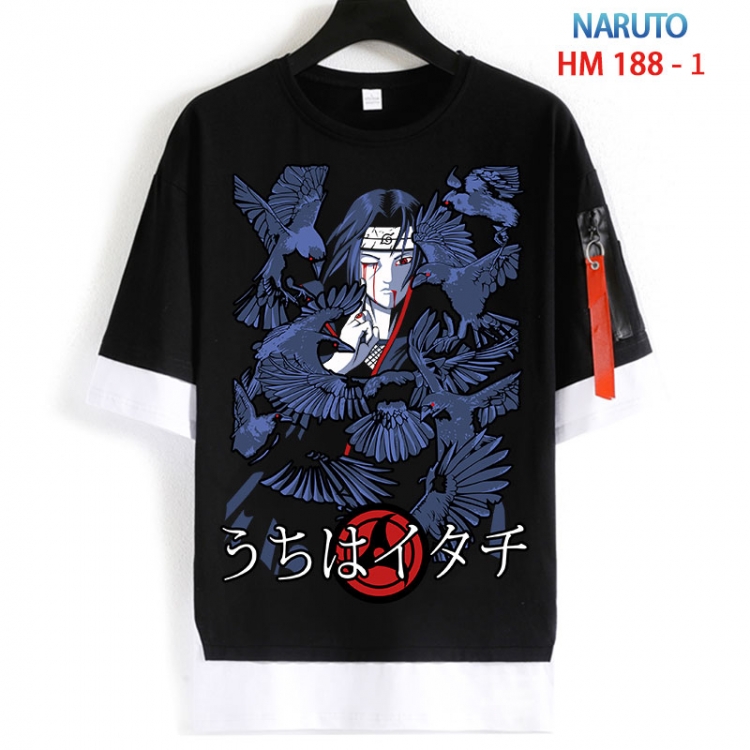 Naruto Cotton Crew Neck Fake Two-Piece Short Sleeve T-Shirt from S to 4XL HM 188 1