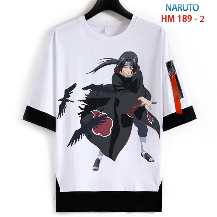 Naruto Cotton Crew Neck Fake Two-Piece Short Sleeve T-Shirt from S to 4XL HM 189 2