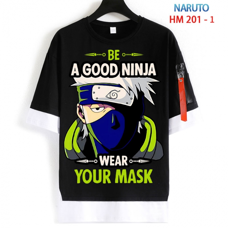 Naruto Cotton Crew Neck Fake Two-Piece Short Sleeve T-Shirt from S to 4XL HM 201 1