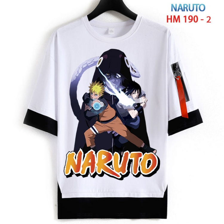 Naruto Cotton Crew Neck Fake Two-Piece Short Sleeve T-Shirt from S to 4XL HM 190 2