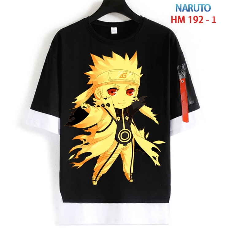 Naruto Cotton Crew Neck Fake Two-Piece Short Sleeve T-Shirt from S to 4XL HM 192 1