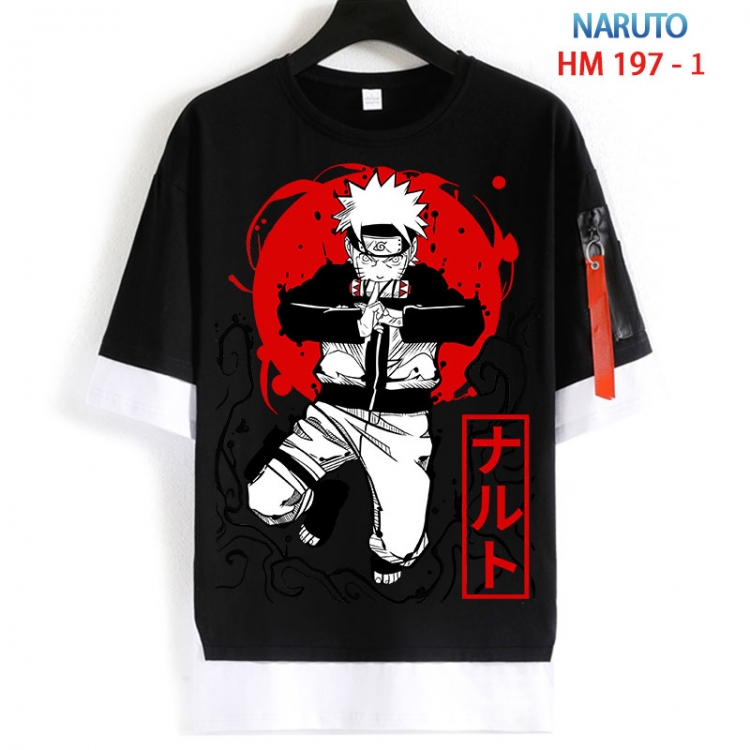 Naruto Cotton Crew Neck Fake Two-Piece Short Sleeve T-Shirt from S to 4XL HM 197 1