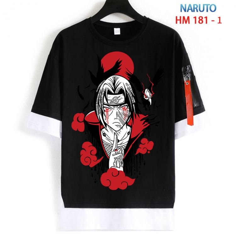Naruto Cotton Crew Neck Fake Two-Piece Short Sleeve T-Shirt from S to 4XL HM 181 1