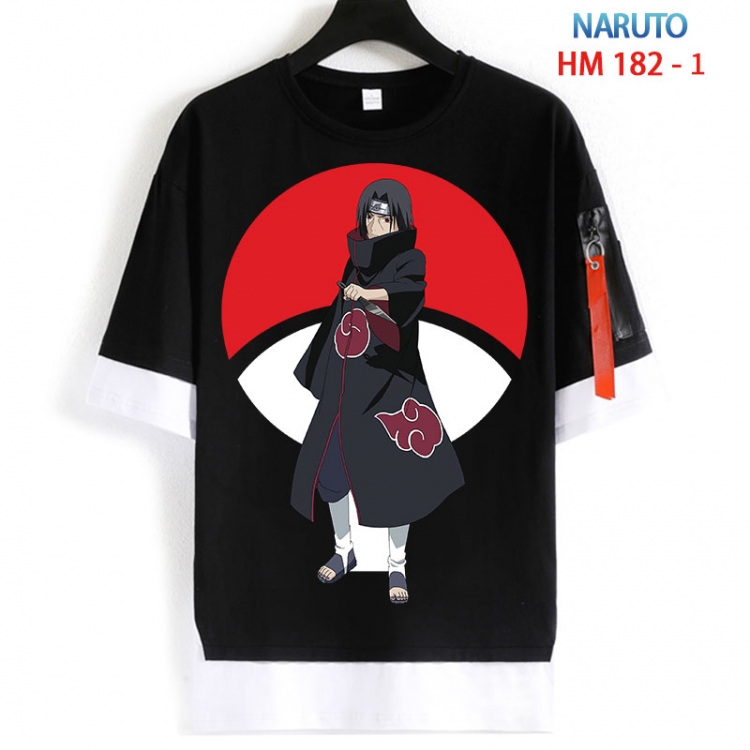 Naruto Cotton Crew Neck Fake Two-Piece Short Sleeve T-Shirt from S to 4XL HM 182 1