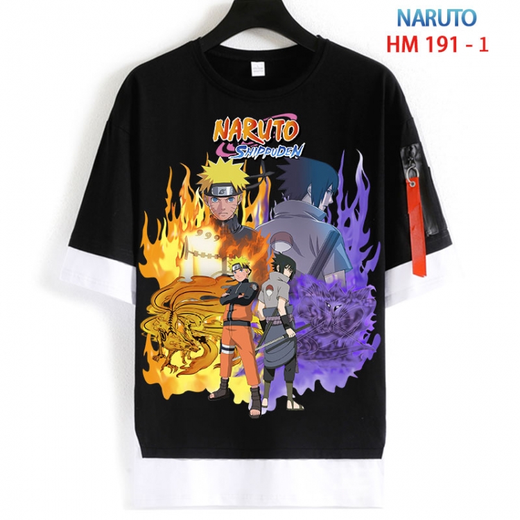 Naruto Cotton Crew Neck Fake Two-Piece Short Sleeve T-Shirt from S to 4XL HM 191 1