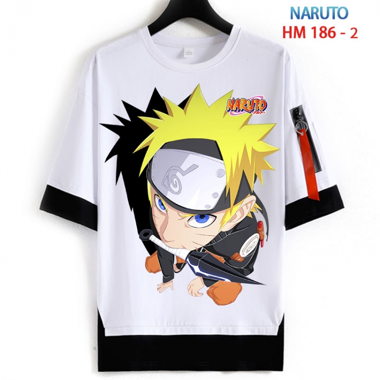 Naruto Cotton Crew Neck Fake Two-Piece Short Sleeve T-Shirt from S to 4XL HM 186 2