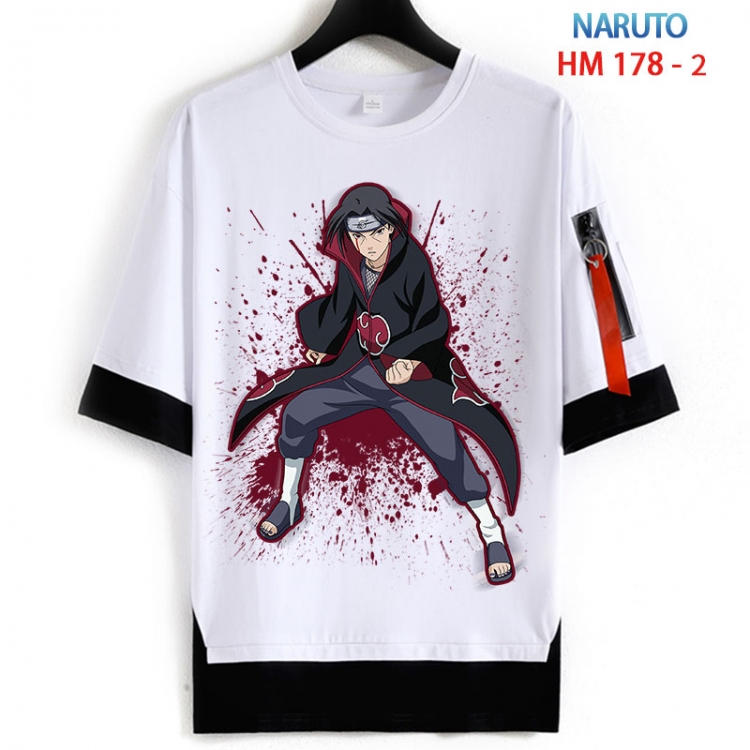 Naruto Cotton Crew Neck Fake Two-Piece Short Sleeve T-Shirt from S to 4XL HM 178 2