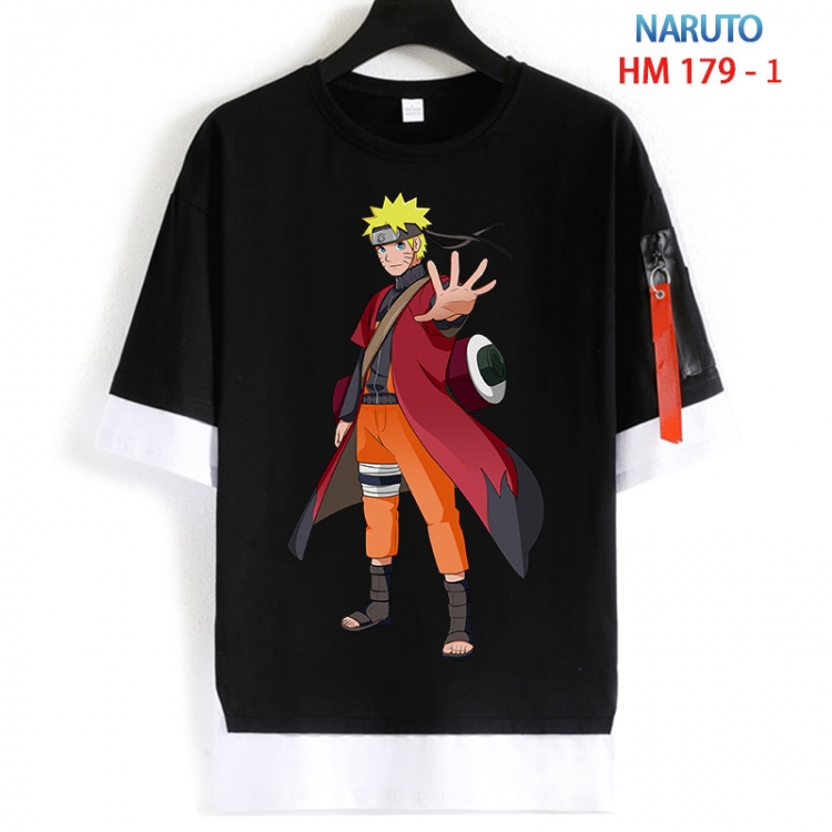 Naruto Cotton Crew Neck Fake Two-Piece Short Sleeve T-Shirt from S to 4XL HM 179 1