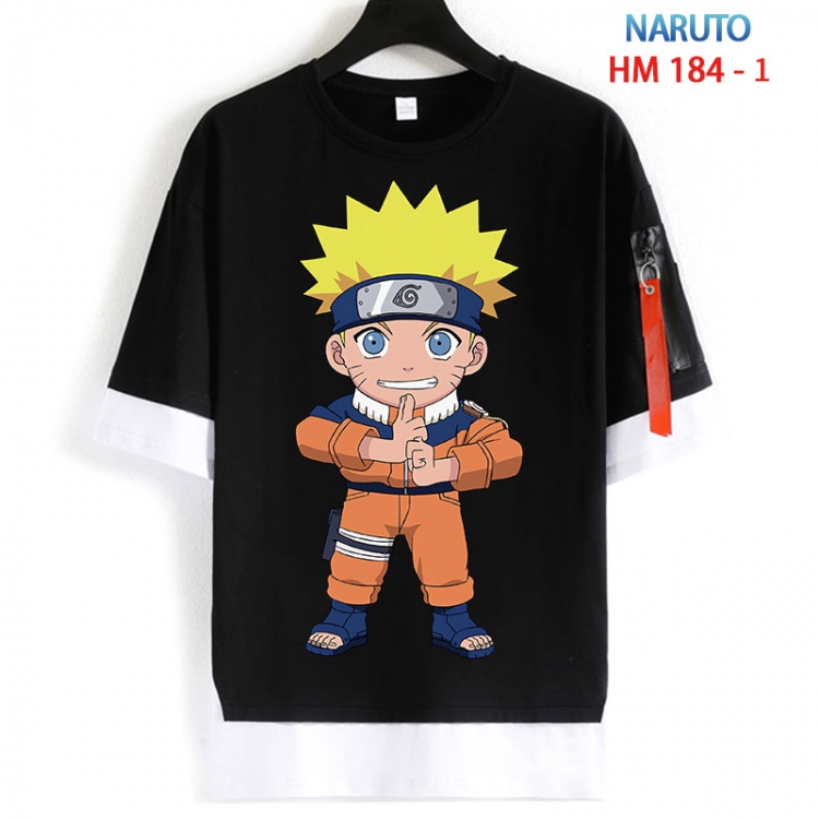 Naruto Cotton Crew Neck Fake Two-Piece Short Sleeve T-Shirt from S to 4XL  HM 184 1