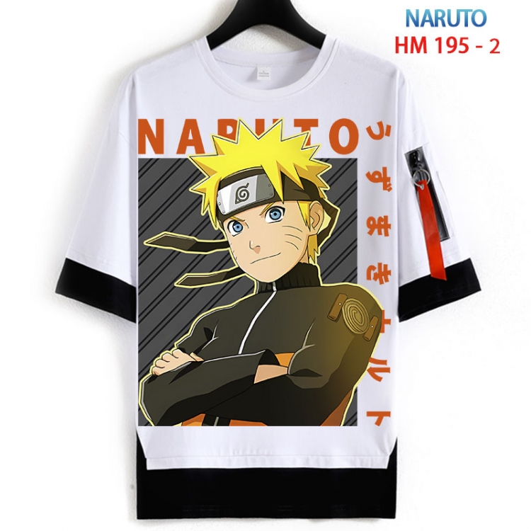 Naruto Cotton Crew Neck Fake Two-Piece Short Sleeve T-Shirt from S to 4XL  HM 195 2