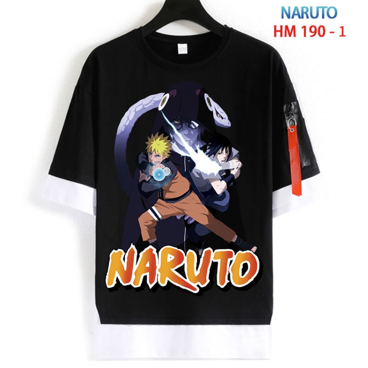 Naruto Cotton Crew Neck Fake Two-Piece Short Sleeve T-Shirt from S to 4XL HM 190 1