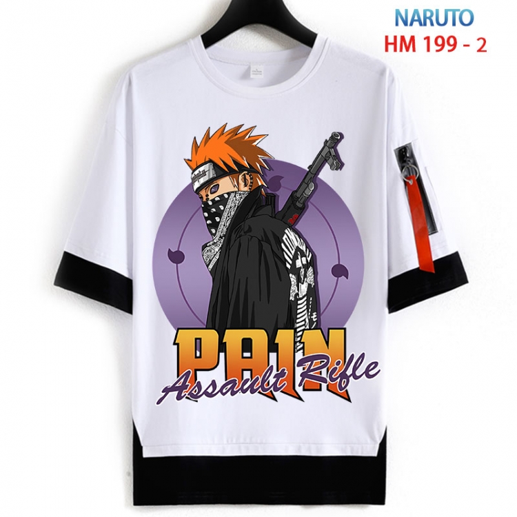 Naruto Cotton Crew Neck Fake Two-Piece Short Sleeve T-Shirt from S to 4XL HM 199 2