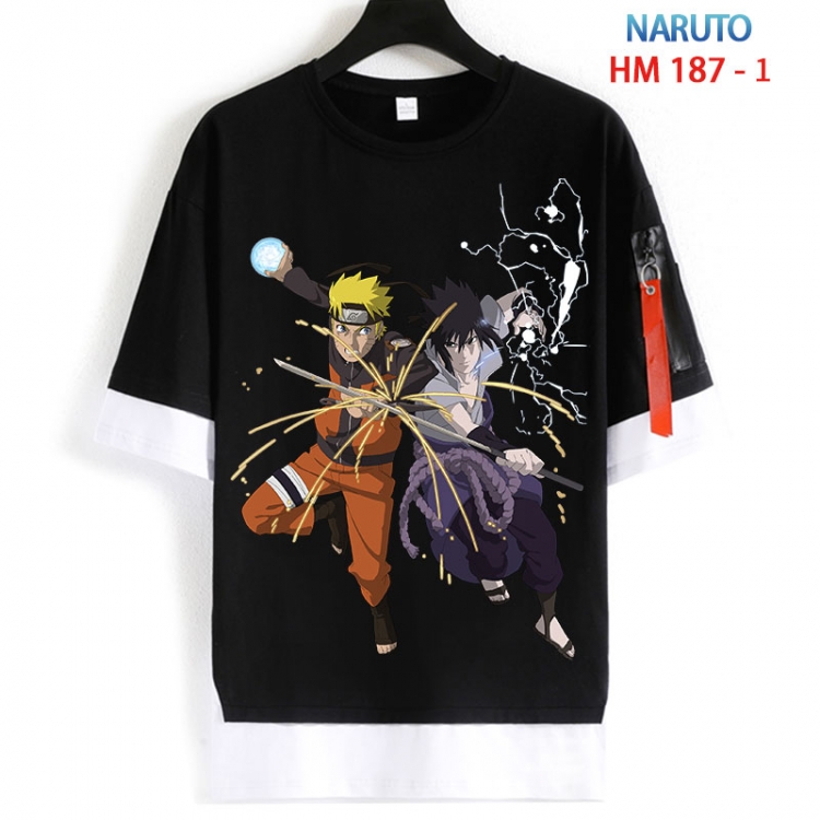 Naruto Cotton Crew Neck Fake Two-Piece Short Sleeve T-Shirt from S to 4XL HM 187 1