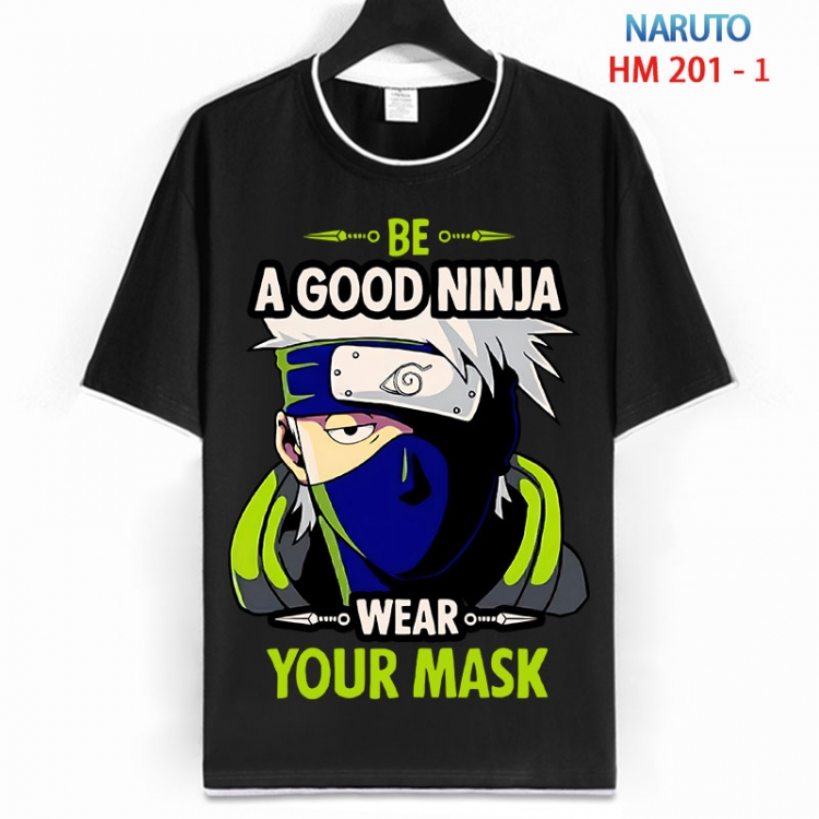Naruto Cotton crew neck black and white trim short-sleeved T-shirt  from S to 4XL HM 201 1