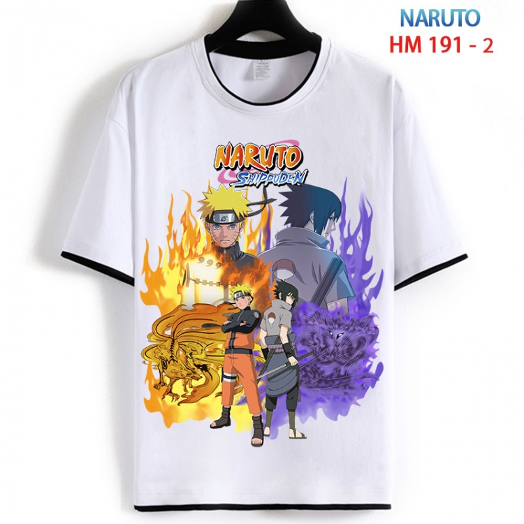 Naruto Cotton crew neck black and white trim short-sleeved T-shirt  from S to 4XL  HM 191 2