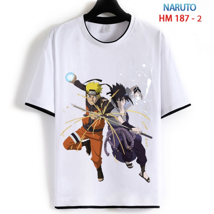 Naruto Cotton crew neck black and white trim short-sleeved T-shirt  from S to 4XL HM 187 2