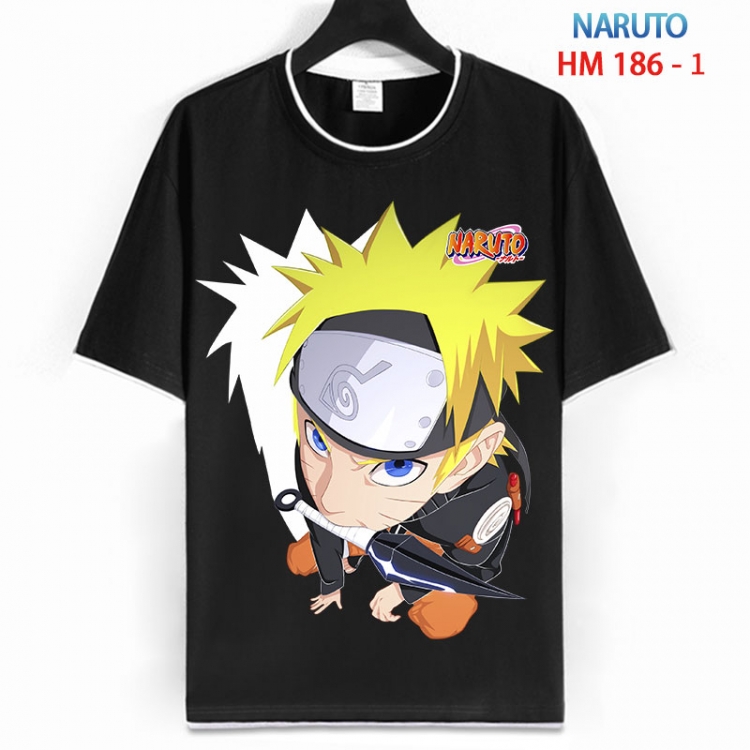 Naruto Cotton crew neck black and white trim short-sleeved T-shirt  from S to 4XL HM 186 1