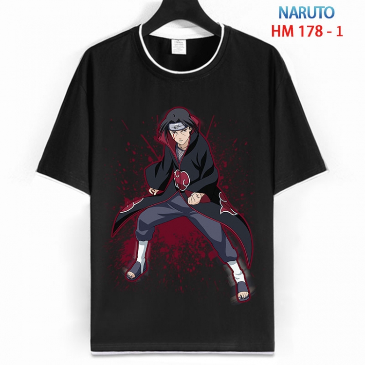 Naruto Cotton crew neck black and white trim short-sleeved T-shirt  from S to 4XL  HM 178 1