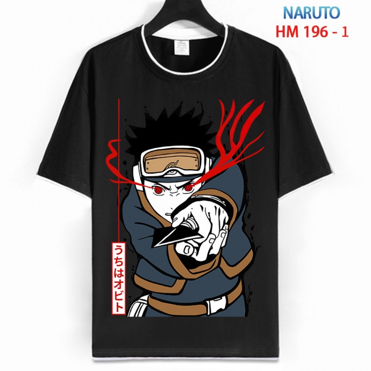 Naruto Cotton crew neck black and white trim short-sleeved T-shirt  from S to 4XL  HM 196 1