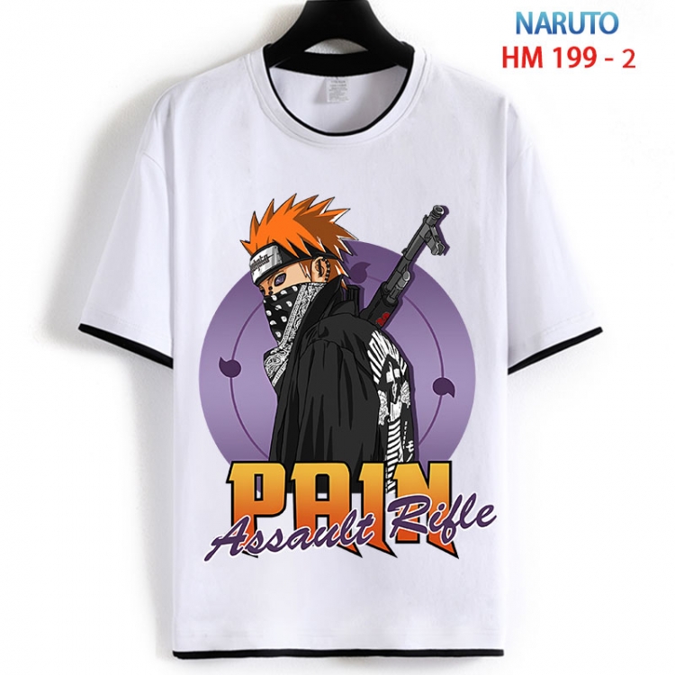 Naruto Cotton crew neck black and white trim short-sleeved T-shirt  from S to 4XL HM 199 2