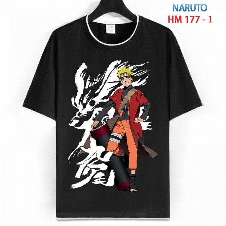 Naruto Cotton crew neck black and white trim short-sleeved T-shirt  from S to 4XL HM 177 1