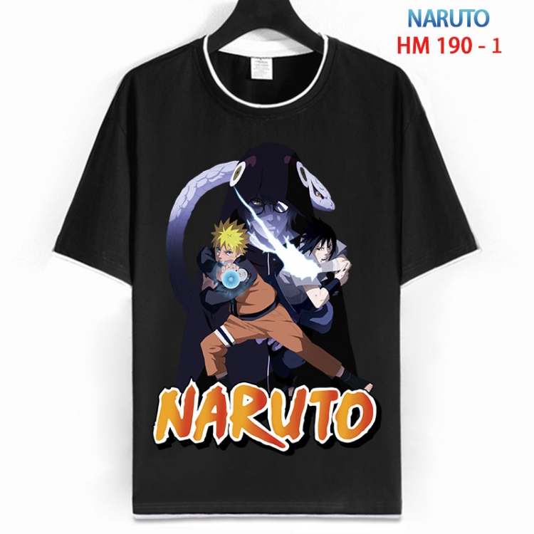 Naruto Cotton crew neck black and white trim short-sleeved T-shirt  from S to 4XL HM 190 1
