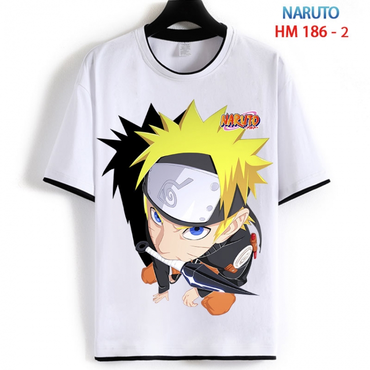 Naruto Cotton crew neck black and white trim short-sleeved T-shirt  from S to 4XL HM 186 2