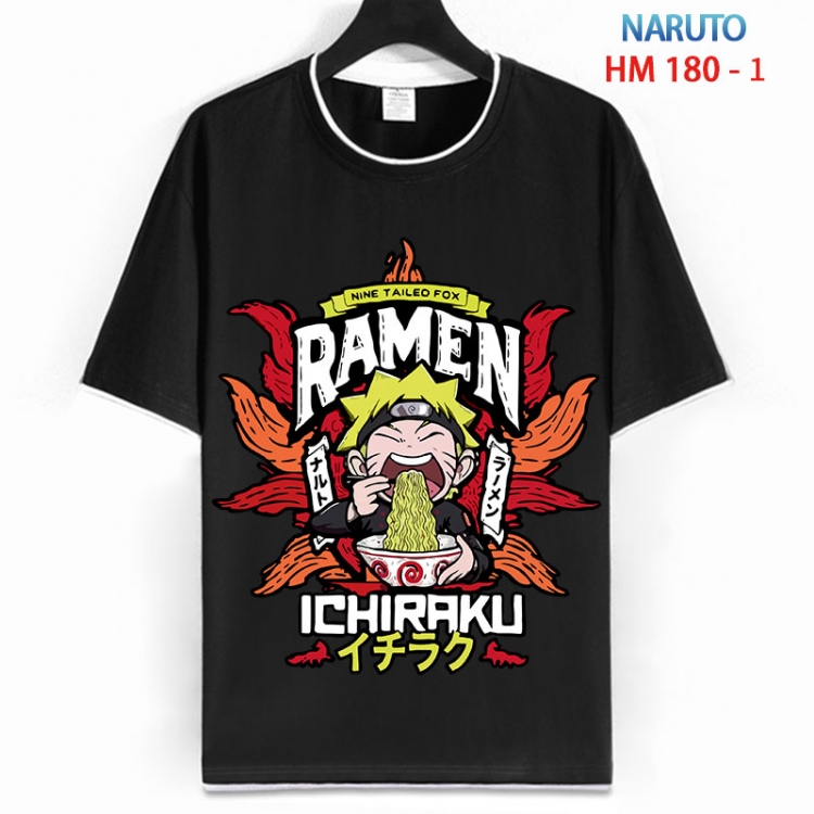 Naruto Cotton crew neck black and white trim short-sleeved T-shirt  from S to 4XL HM 180 1
