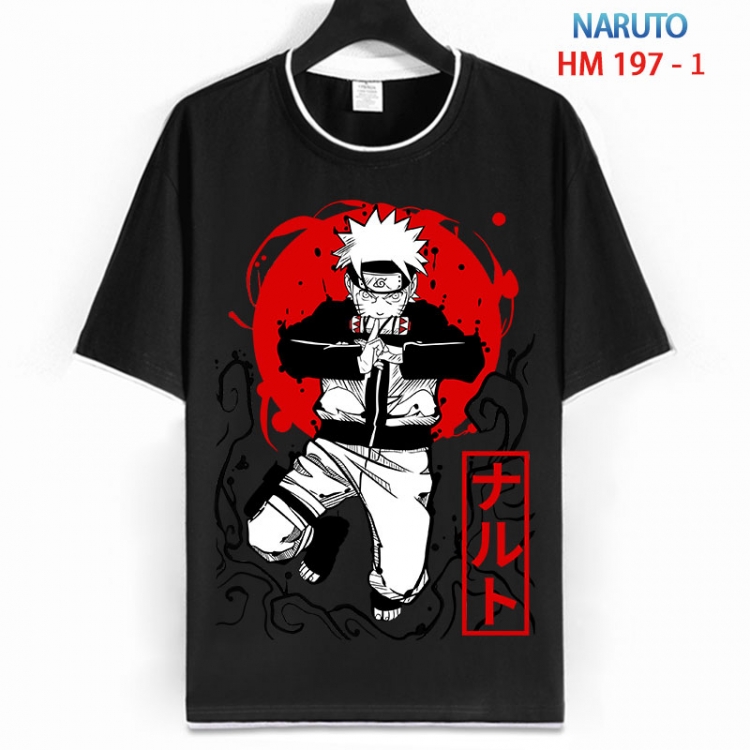 Naruto Cotton crew neck black and white trim short-sleeved T-shirt  from S to 4XL  HM 197 1