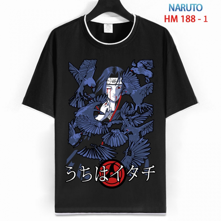 Naruto Cotton crew neck black and white trim short-sleeved T-shirt  from S to 4XL HM 188 1