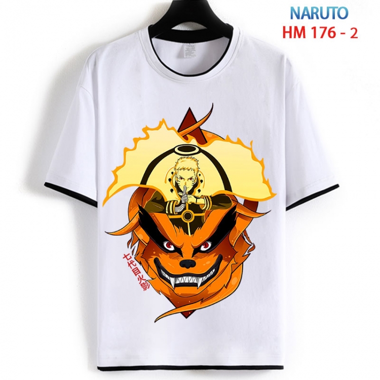 Naruto Cotton crew neck black and white trim short-sleeved T-shirt  from S to 4XL HM 176 2