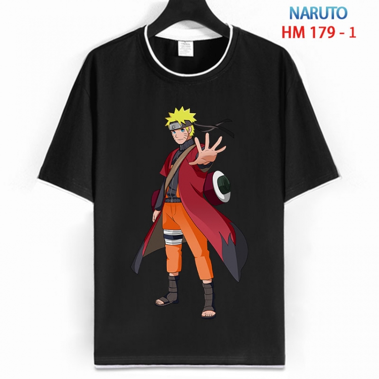 Naruto Cotton crew neck black and white trim short-sleeved T-shirt  from S to 4XL HM 179 1