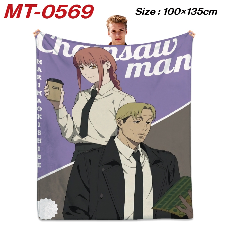 Chainsaw man Anime flannel blanket air conditioner quilt double-sided printing 100x135cm  MT-0569