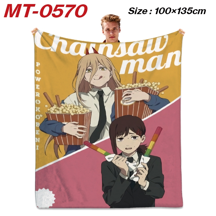Chainsaw man Anime flannel blanket air conditioner quilt double-sided printing 100x135cm MT-0570