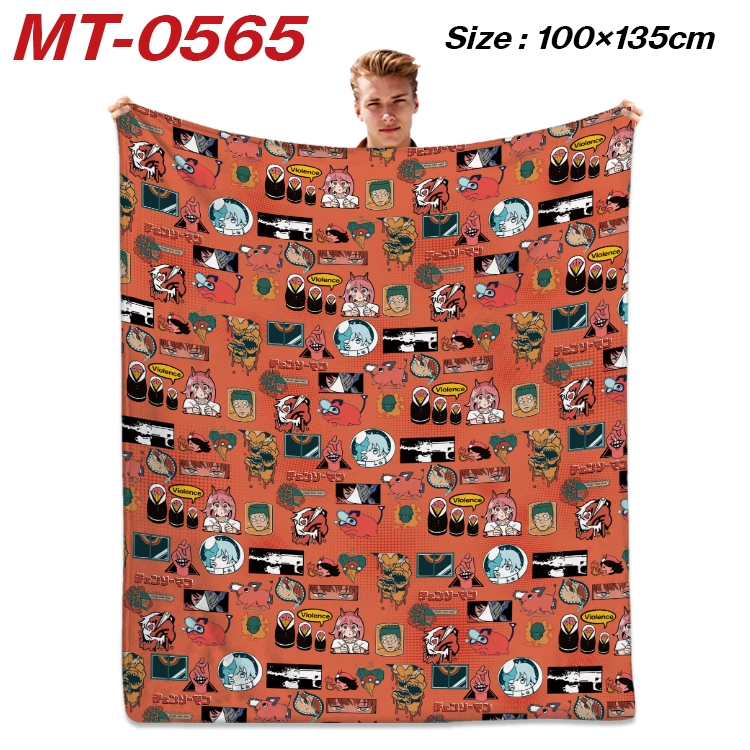 Chainsaw man Anime flannel blanket air conditioner quilt double-sided printing 100x135cm  MT-0565