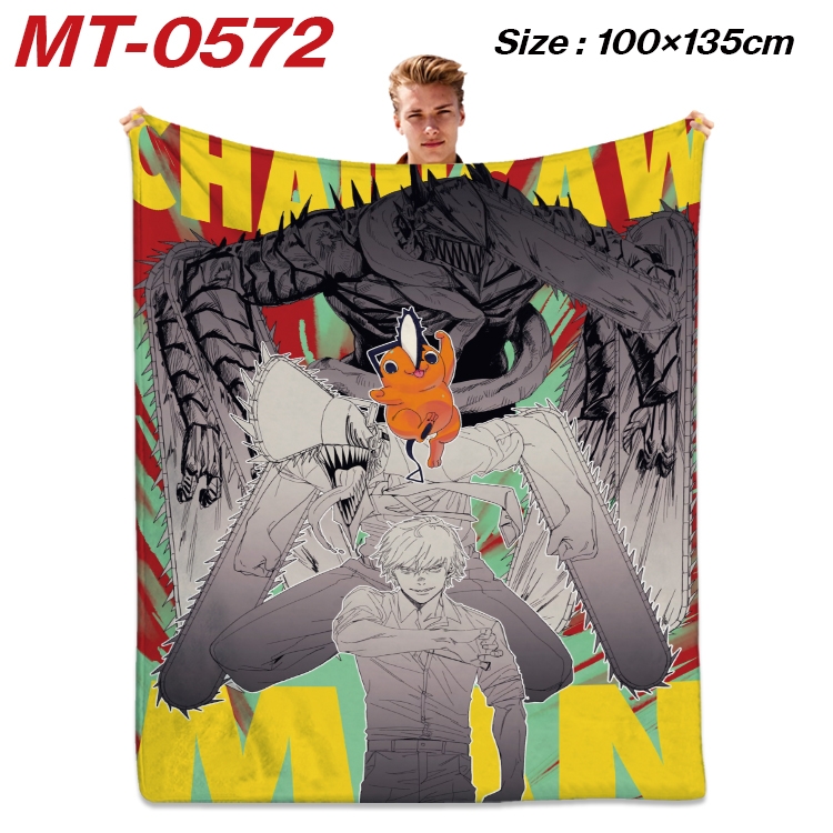 Chainsaw man Anime flannel blanket air conditioner quilt double-sided printing 100x135cm MT-0572
