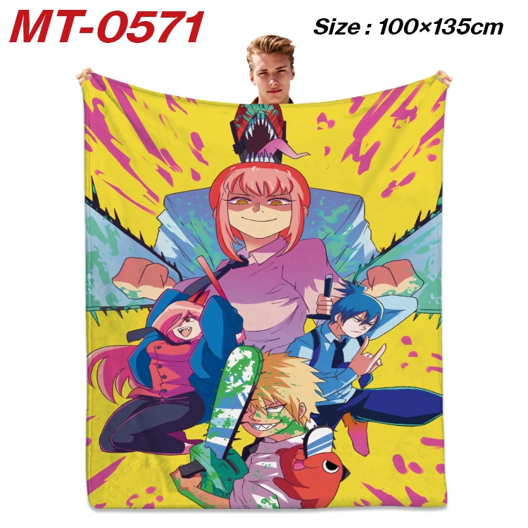 Chainsaw man Anime flannel blanket air conditioner quilt double-sided printing 100x135cm MT-0571