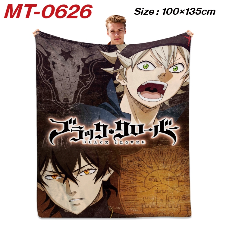 Black clover  Anime flannel blanket air conditioner quilt double-sided printing 100x135cm MT-0626