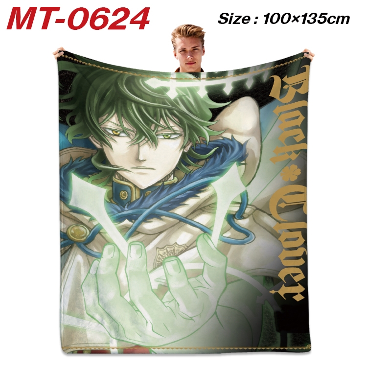 Black clover  Anime flannel blanket air conditioner quilt double-sided printing 100x135cm  MT-0624