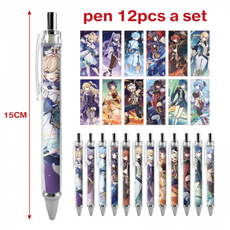 Genshin Impact anime peripheral student ballpoint pen a set of 12