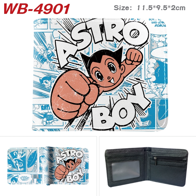 ASTROBOY Animation color PU leather half fold wallet 11.5X9X2CM WB-4901A