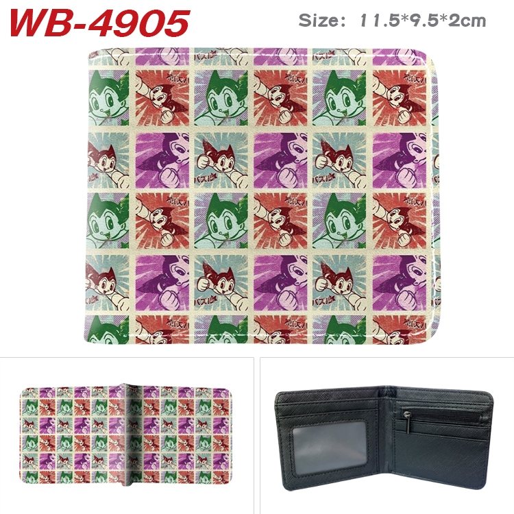 ASTROBOY Animation color PU leather half fold wallet 11.5X9X2CM  WB-4905A