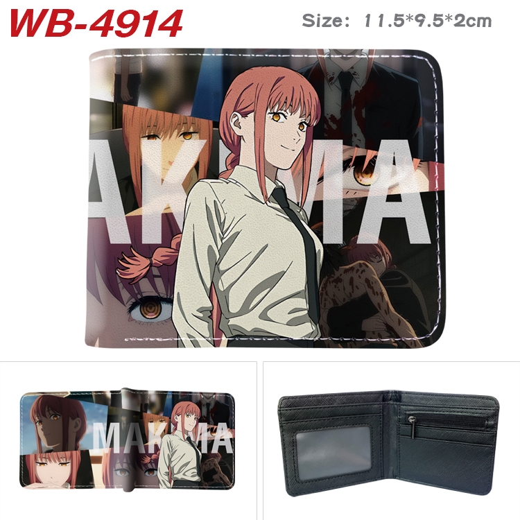 Chainsaw man Animation color PU leather half fold wallet 11.5X9X2CM WB-4914A