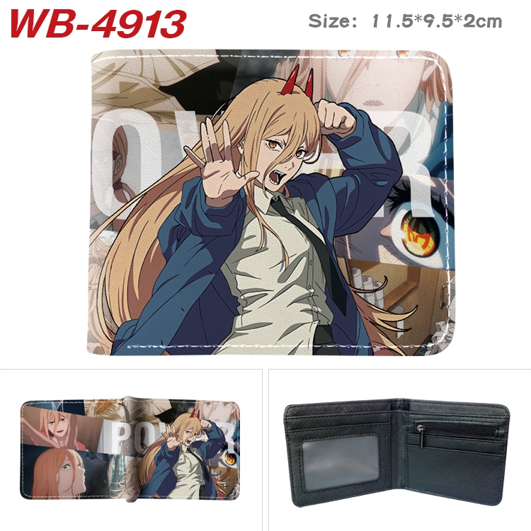 Chainsaw man Animation color PU leather half fold wallet 11.5X9X2CM  WB-4913A