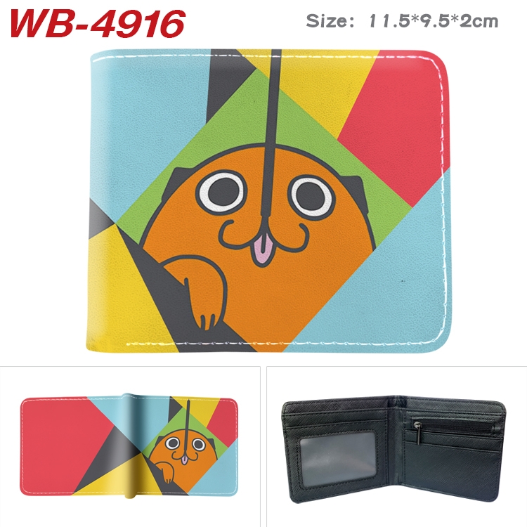 Chainsaw man Animation color PU leather half fold wallet 11.5X9X2CM WB-4916A