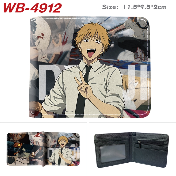 Chainsaw man Animation color PU leather half fold wallet 11.5X9X2CM  WB-4912A