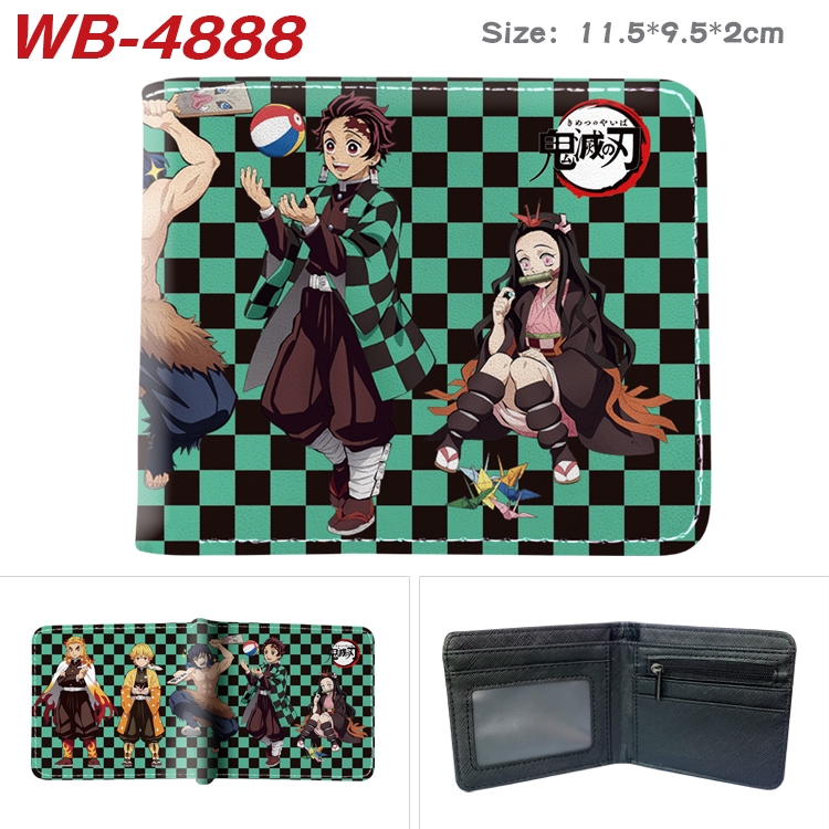 Demon Slayer Kimets Animation color PU leather half fold wallet 11.5X9X2CM WB-4888A